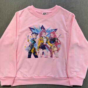 Kpop Hunters Kids Size 7 Pink Graphic Cotton/Poly Blended Sweathshirt